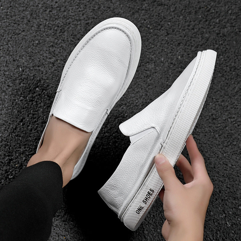 Minimalist Style Genuine Leather Casual Men's Shoes, Soft-soled Lightweight Men's Loafers, Slip-on Flat Shoes Made of Top-grain Cowhide, Comfortable to Wear and Easy to Put on and Take Off