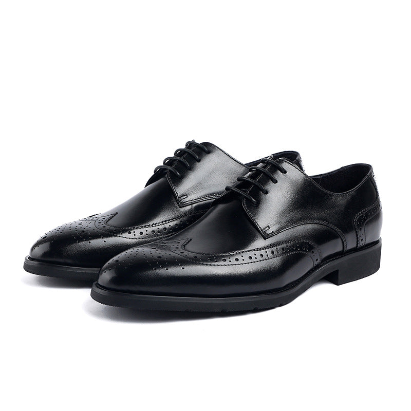 European-Style Men'S Dress Shoes, Lace-Up Formal Leather Shoes for Men, Made of Cowhide, Elegant for Work Wear