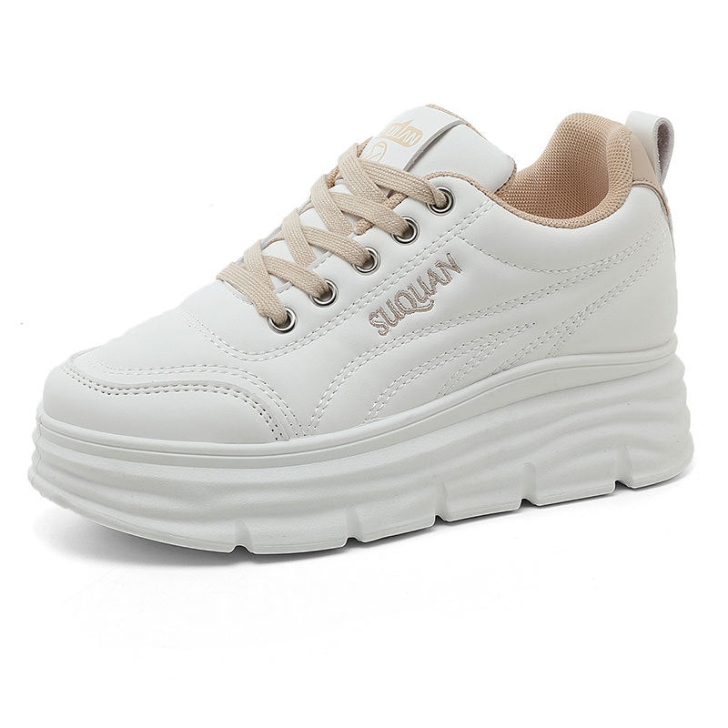 MAFEDY New Model Sneakers, Solid Color, 2026 Summer Trendy White Shoes, Thick-soled, Height-increasing, Wear-resistant Casual Shoes, Student Shoes, Women Shoes