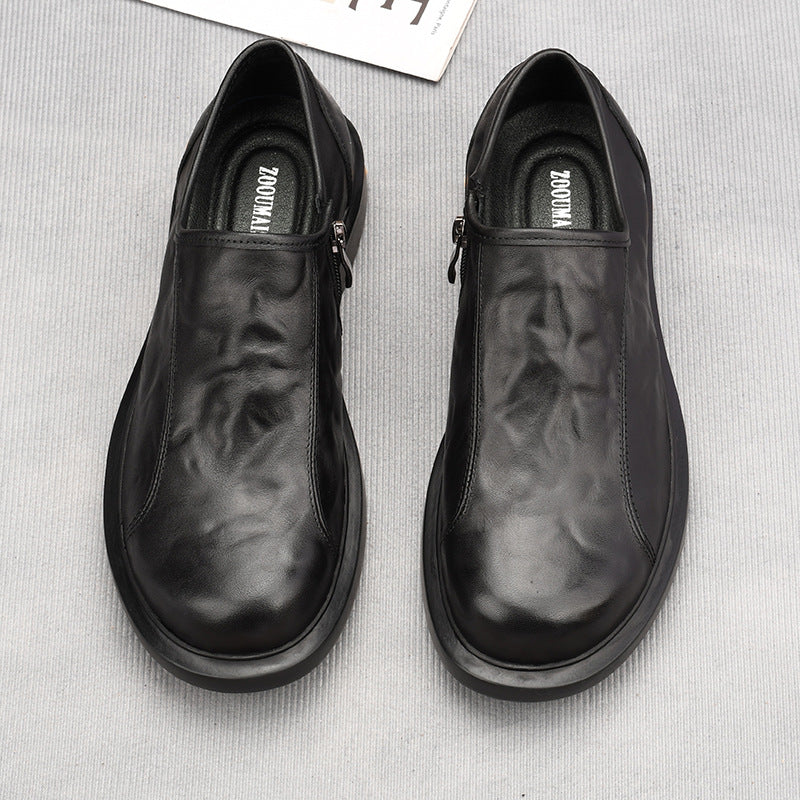 New Men's Genuine Leather Boots, Low-top, Soft Genuine Leather, Wear-resistant, Non-slip