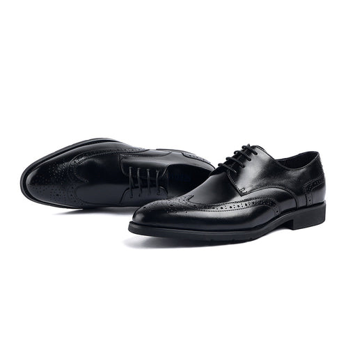 European-Style Men'S Dress Shoes, Lace-Up Formal Leather Shoes for Men, Made of Cowhide, Elegant for Work Wear