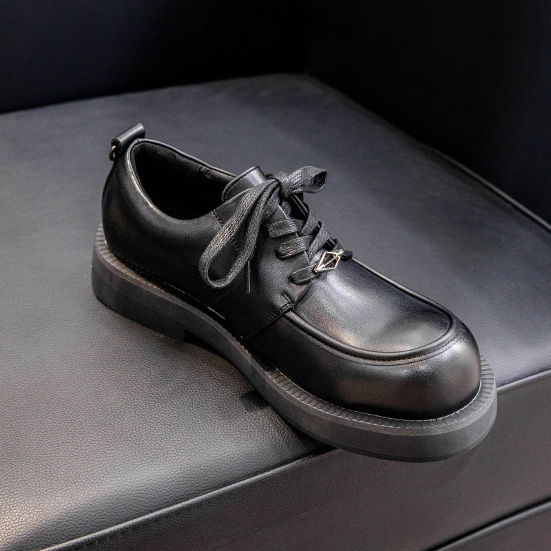 Unique Design, Genuine Leather Derby Shoes for Men with Round Toe and Thick Sole, Versatile for Business Casual and Commuting, Suitable for Weddings, Banquets, Interviews, Graduation Ceremonies, and Casual Attire