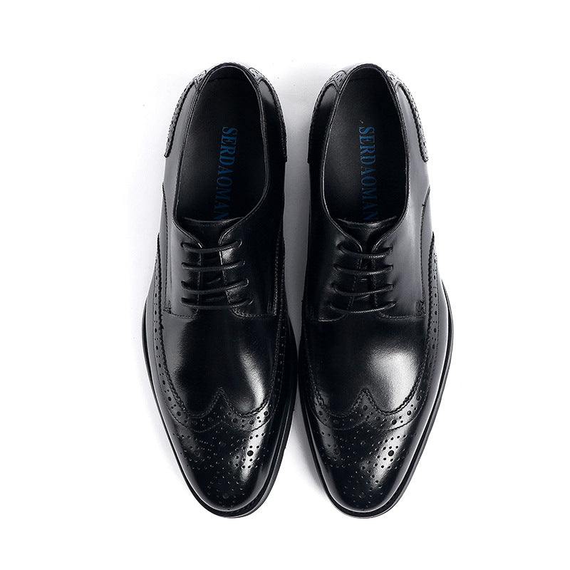 European-Style Men'S Dress Shoes, Lace-Up Formal Leather Shoes for Men, Made of Cowhide, Elegant for Work Wear