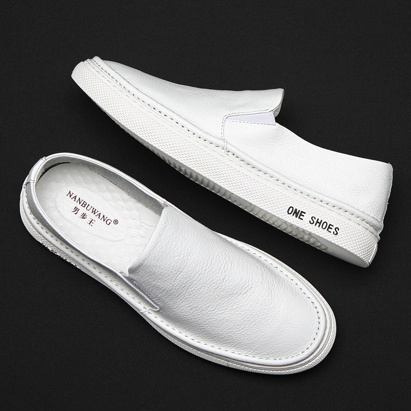 Minimalist Style Genuine Leather Casual Men's Shoes, Soft-soled Lightweight Men's Loafers, Slip-on Flat Shoes Made of Top-grain Cowhide, Comfortable to Wear and Easy to Put on and Take Off