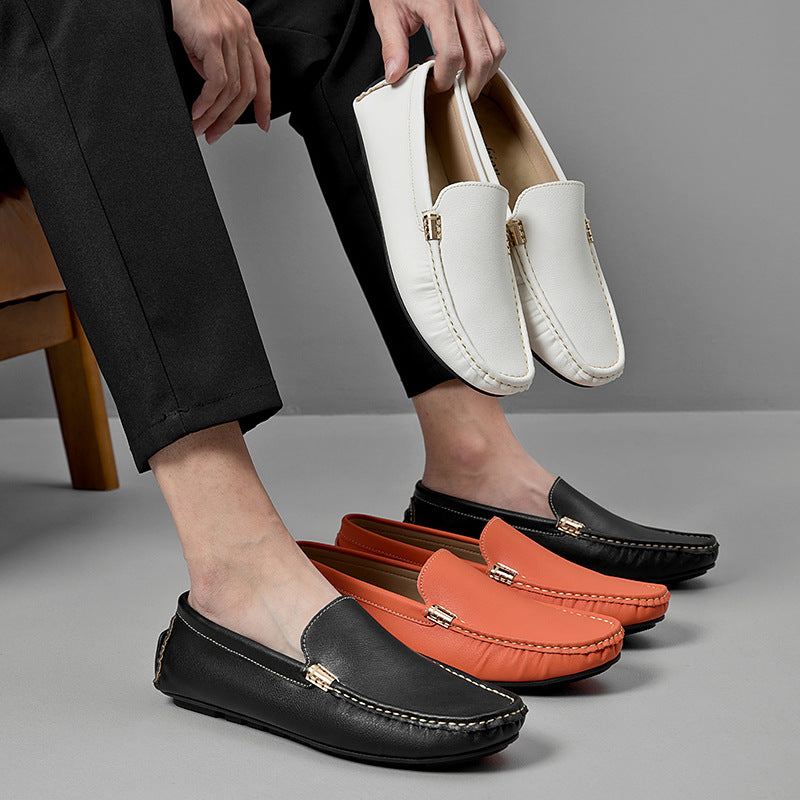 Men's Loafers, Minimalist Style Genuine Leather Men's Shoes, Slip-on Flat Shoes, Comfortable to Wear, Easy to Put on and Take Off, Suitable for Daily Wear