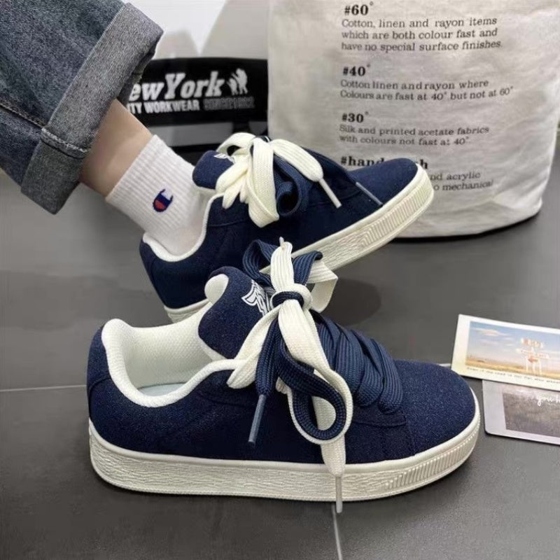 Men'S Low-Top Bread Shoes | Versatile Niche Canvas, German Training Sports Sneakers, Trendy, Casual Style, All-season, Solid Color, Lace Closure, Rubber Sole, EVA Insole