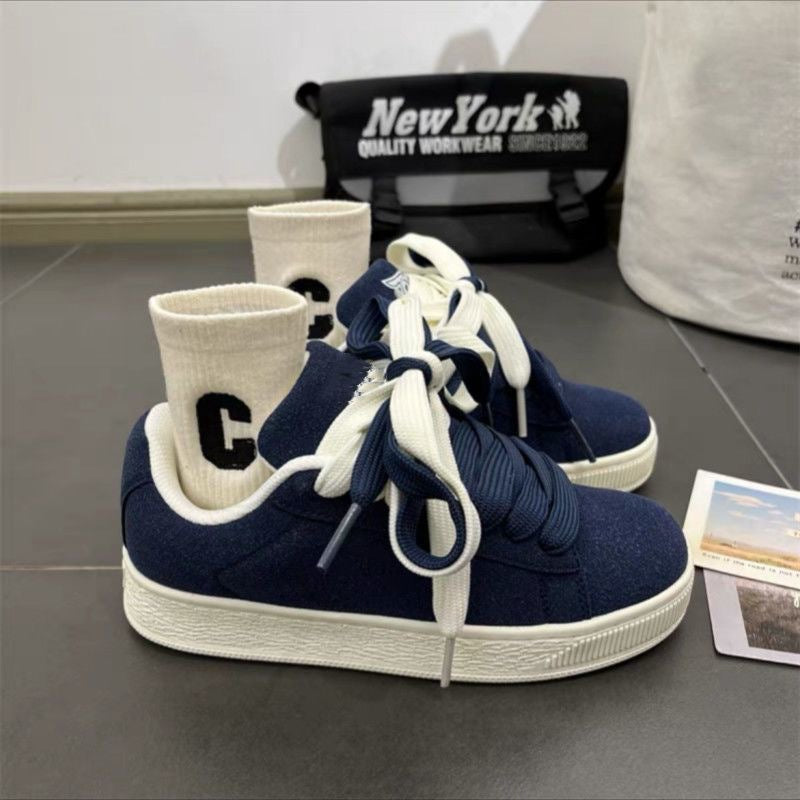 Men'S Low-Top Bread Shoes | Versatile Niche Canvas, German Training Sports Sneakers, Trendy, Casual Style, All-season, Solid Color, Lace Closure, Rubber Sole, EVA Insole