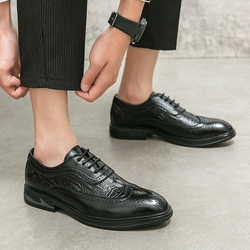 2026 New Spring Men'S Business Formal Oxford Shoes Brogue Embossed Leather Dress Shoes Office Work