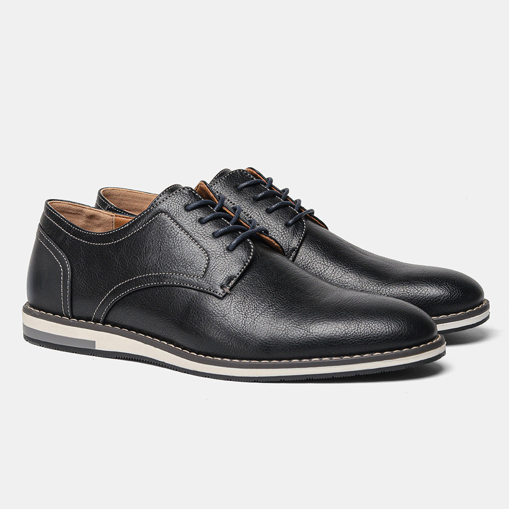 Men'S Vintage Burnished Wide Width Casual Leather Shoes 2026 New Summer Trendy Versatile