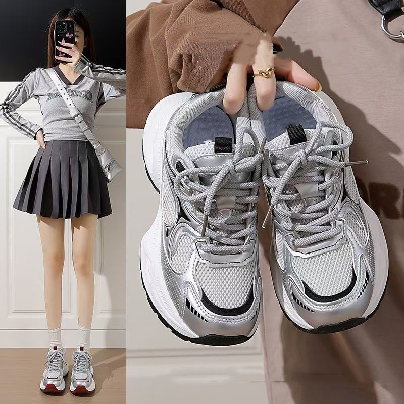 Ultra-Light Women'S Dad Sneakers, New Spring\u002FAutumn Style, Versatile White Shoes with Thick Soles, Height-Enhancing, Stylish for Running And Sports, Women Shoes
