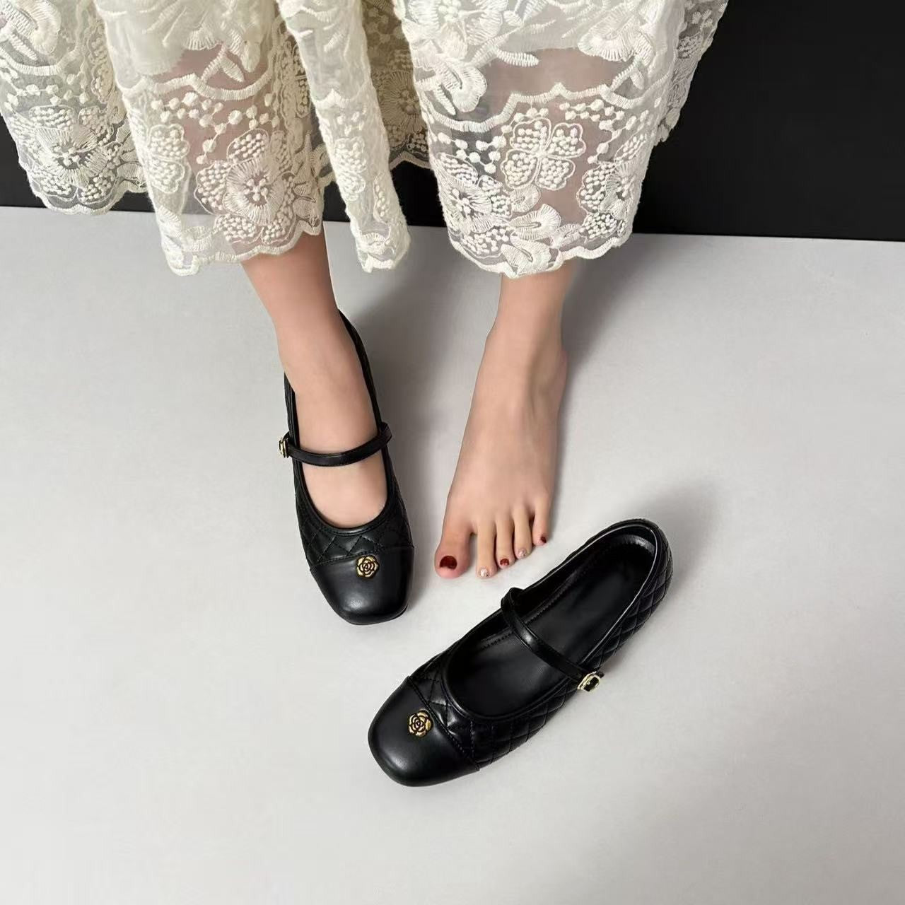 Women'S Mary Jane Shoes 2026 New Arrival, Color-Block Low-Top Retro Shoes, Lightweight Non-Slip Spring Style, Women Shoes