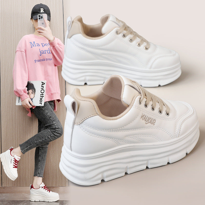 MAFEDY New Model Sneakers, Solid Color, 2026 Summer Trendy White Shoes, Thick-soled, Height-increasing, Wear-resistant Casual Shoes, Student Shoes, Women Shoes