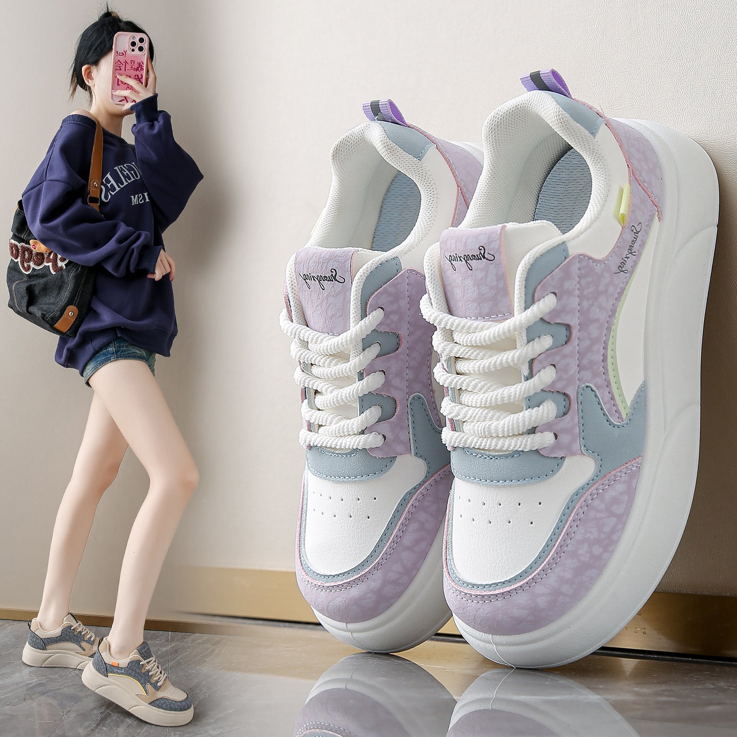 Women's Sneakers 2026 Autumn New Women's Shoes Student Thick-soled Wear-resistant Casual Versatile Sports Shoes, Women Shoes