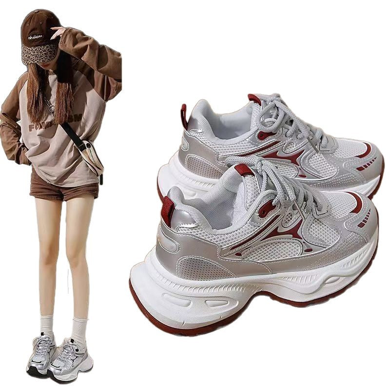 Ultra-Light Women'S Dad Sneakers, New Spring\u002FAutumn Style, Versatile White Shoes with Thick Soles, Height-Enhancing, Stylish for Running And Sports, Women Shoes