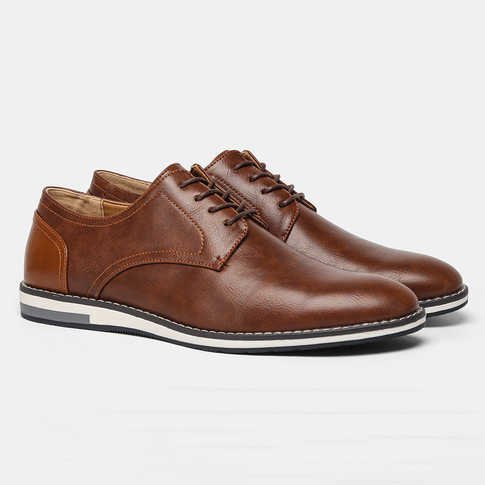 Men'S Vintage Burnished Wide Width Casual Leather Shoes 2026 New Summer Trendy Versatile