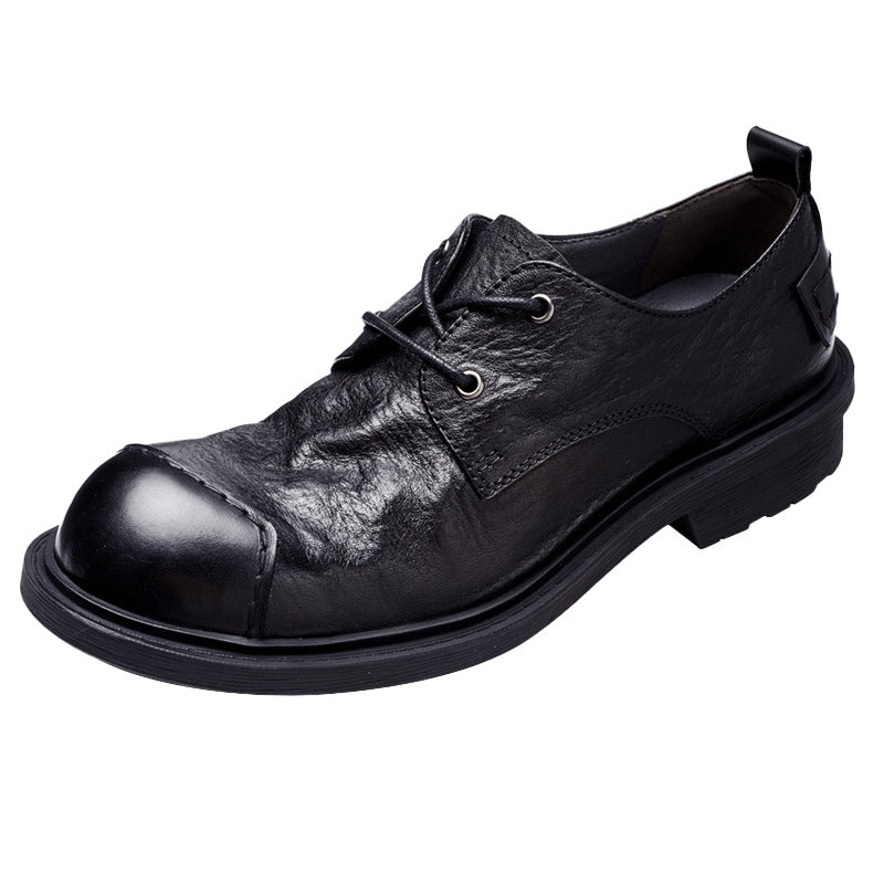 Handmade Genuine Leather Men's Shoes, Men's Large-toe Casual Genuine Leather Shoes, Patched Trendy Work Shoes