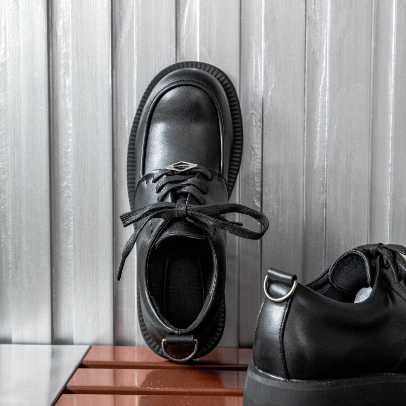 Unique Design, Genuine Leather Derby Shoes for Men with Round Toe and Thick Sole, Versatile for Business Casual and Commuting, Suitable for Weddings, Banquets, Interviews, Graduation Ceremonies, and Casual Attire