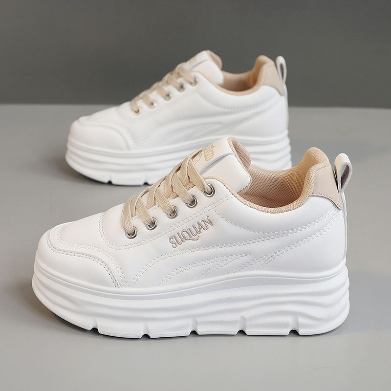 MAFEDY New Model Sneakers, Solid Color, 2026 Summer Trendy White Shoes, Thick-soled, Height-increasing, Wear-resistant Casual Shoes, Student Shoes, Women Shoes
