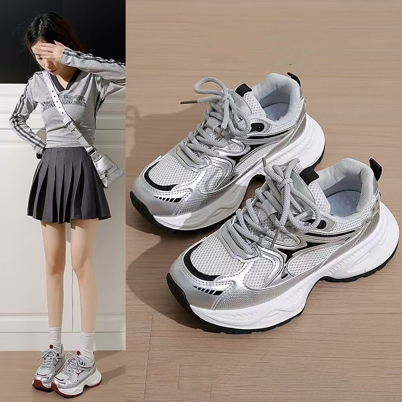 Ultra-Light Women'S Dad Sneakers, New Spring\u002FAutumn Style, Versatile White Shoes with Thick Soles, Height-Enhancing, Stylish for Running And Sports, Women Shoes