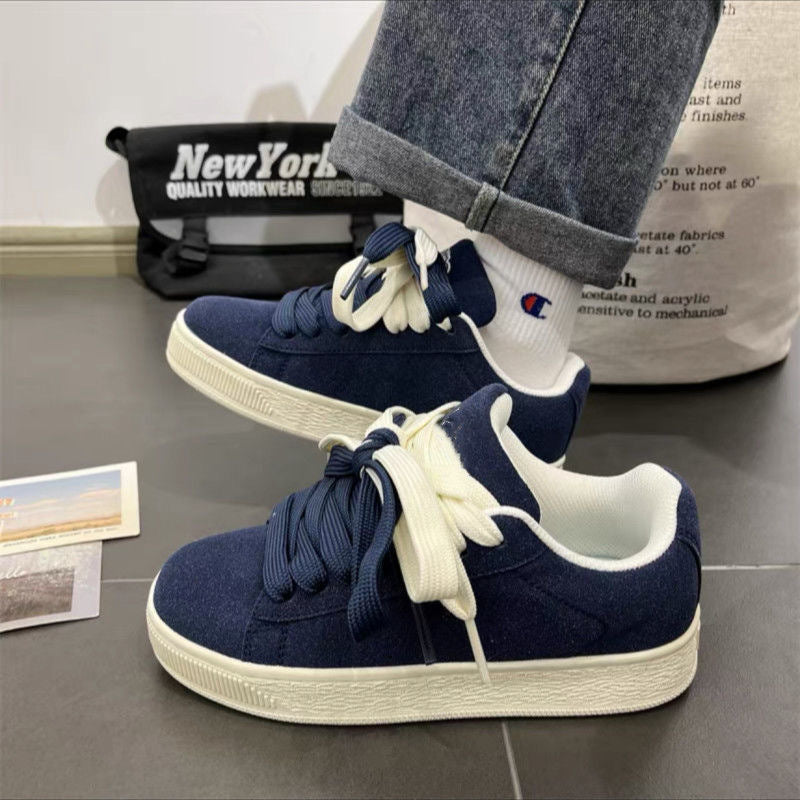 Men'S Low-Top Bread Shoes | Versatile Niche Canvas, German Training Sports Sneakers, Trendy, Casual Style, All-season, Solid Color, Lace Closure, Rubber Sole, EVA Insole