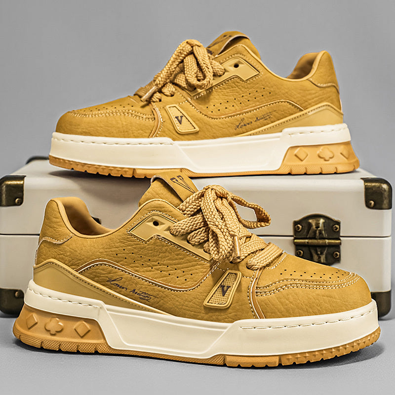 Men'S Fashion Casual Trendy Sneakers | Faux Upper, Rubber Sole, Fabric Lining, Lace Closure, All-Season, Low-Top Design