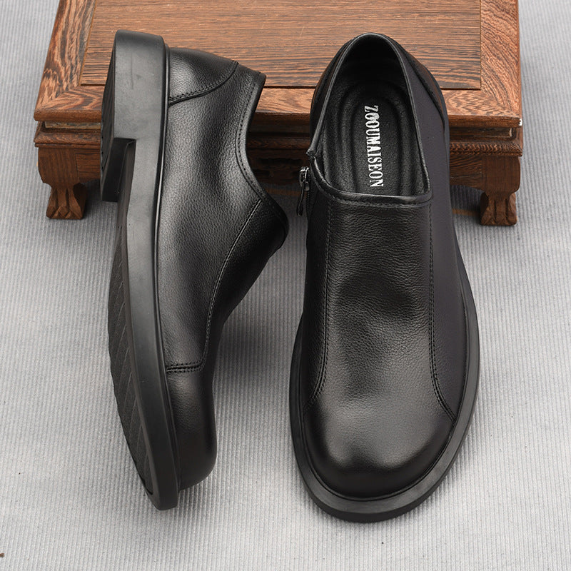 New Men's Genuine Leather Boots, Low-top, Soft Genuine Leather, Wear-resistant, Non-slip